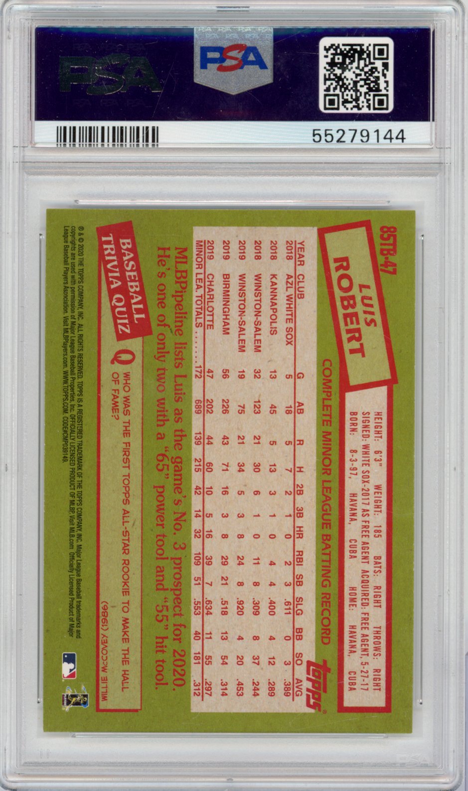 2020 Topps Topps Topps Topps Topps 1985 Topps Baseball #85TB-47 Luis Robert English PSA 10