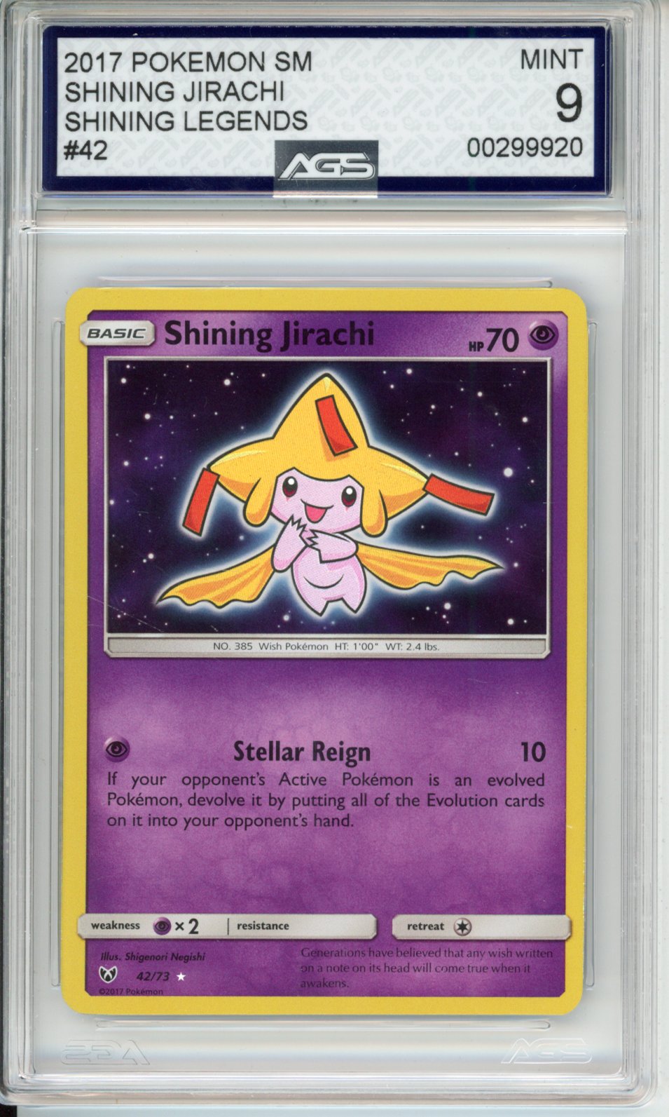 2017 Shining Legends Shining Jirachi #42 AGS 9