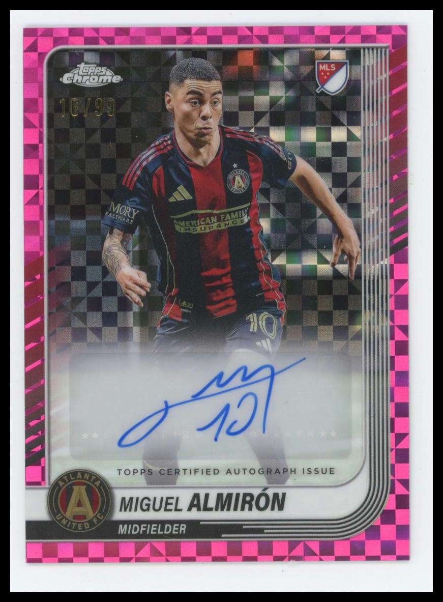 2025 Topps Chrome MLS Miguel Almirón Chrome Autographs Pink X-Fractor #/99