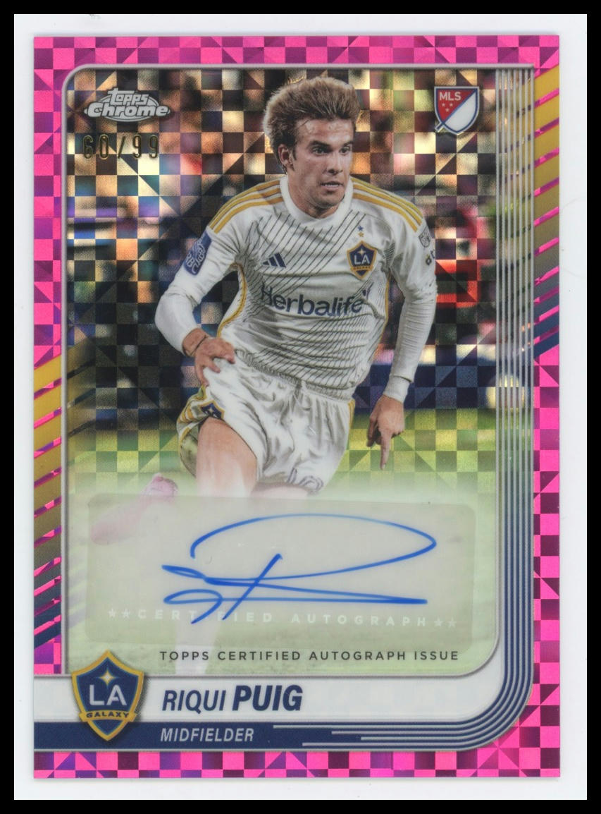 2025 Topps Chrome MLS Riqui Puig Chrome Autographs Pink X-Fractor #/99