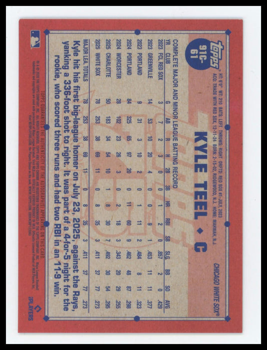 2026 Topps Kyle Teel 1991 Chrome Auto Green /299