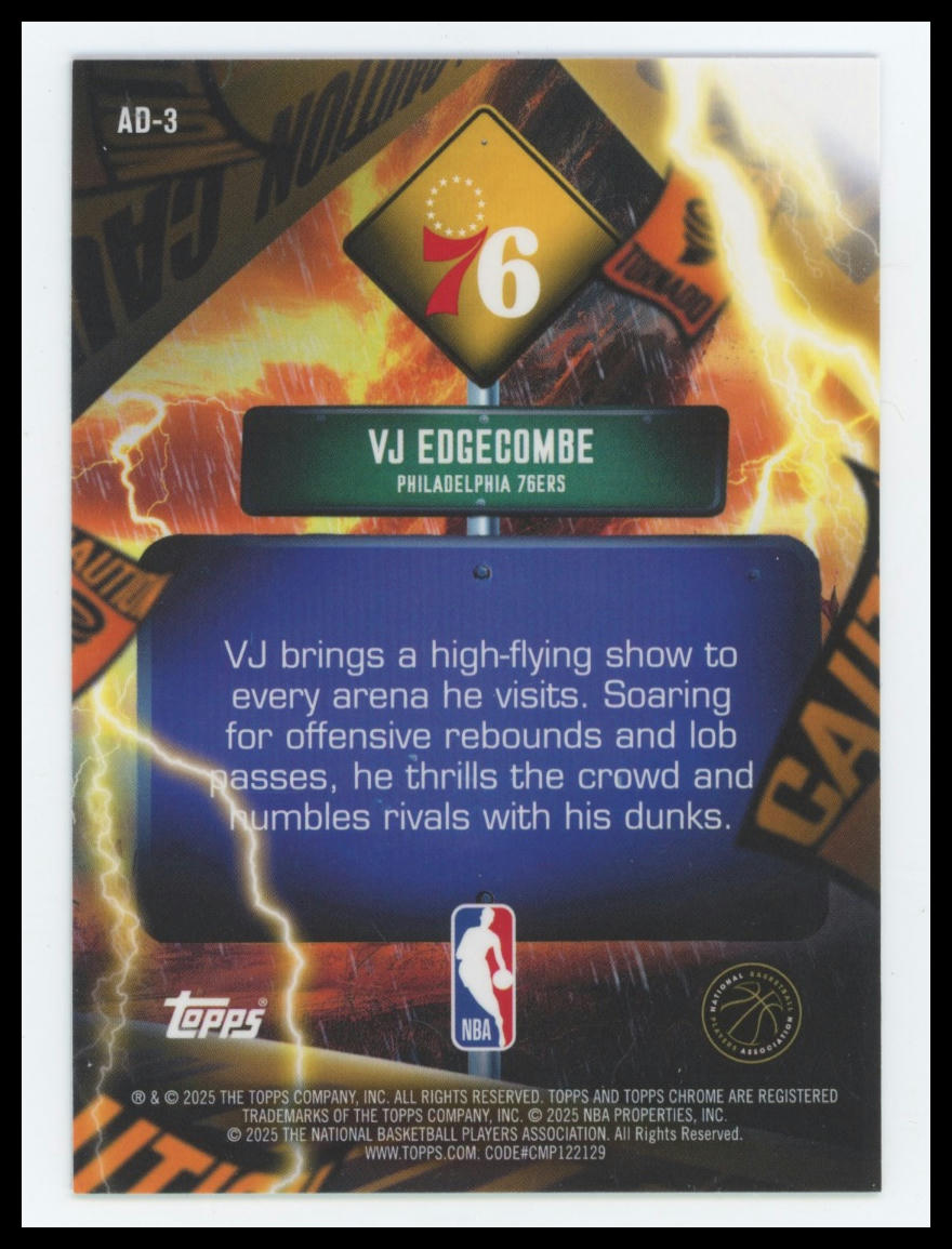 2025-26 Topps Chrome VJ Edgecombe Advisory