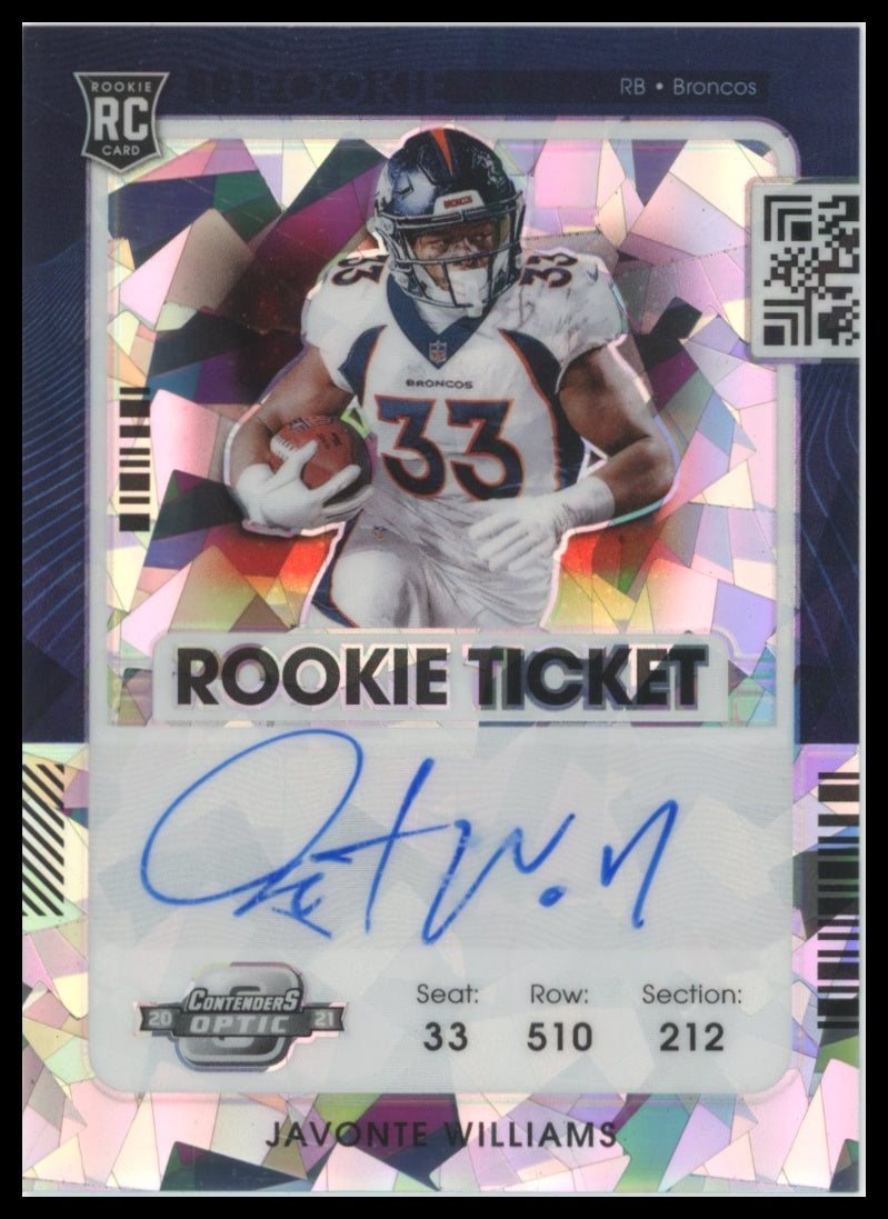 2021 Panini Contenders Optic Javonte Williams Cracked Ice #/22