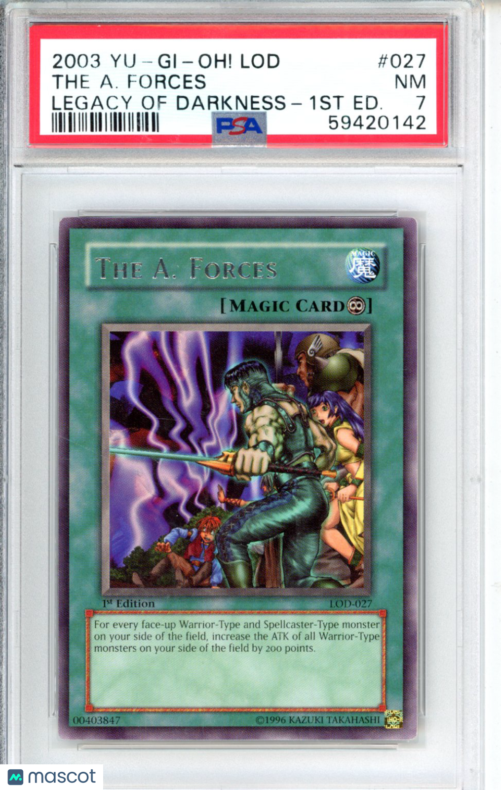 2003 Yu-Gi-Oh! Lod-Legacy Of Darkness The A. Forces #027 Legacy Of Darkness-1st Ed. PSA 7
