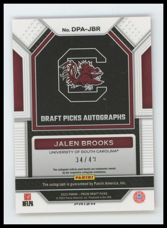 2023 Prizm Draft Picks Jalen Brooks Draft Picks Auto Orange Pulsar #/49