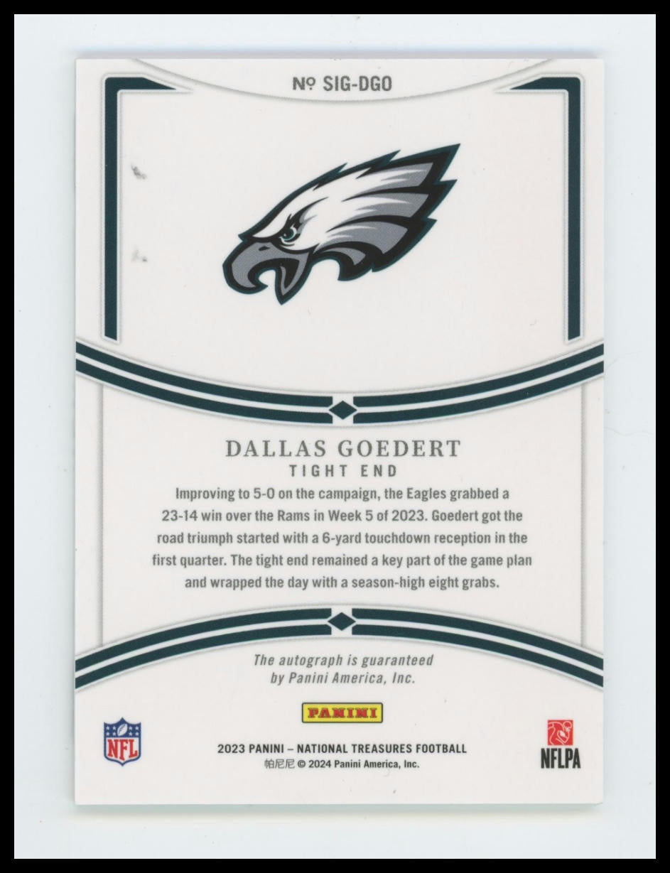2022 Panini National Treasures Dallas Goedert Signatures #/25