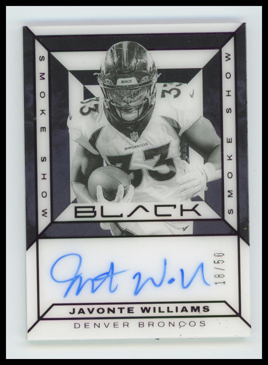 2024 Panini Black Javonte Williams Smoke Show Signatures Royal #/50