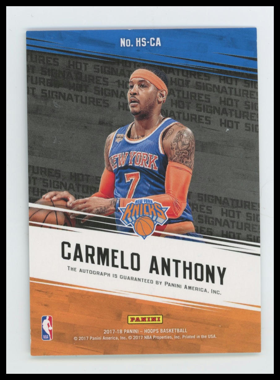 2015-16 Hoops Carmelo Anthony Hot Signatures Red #/25