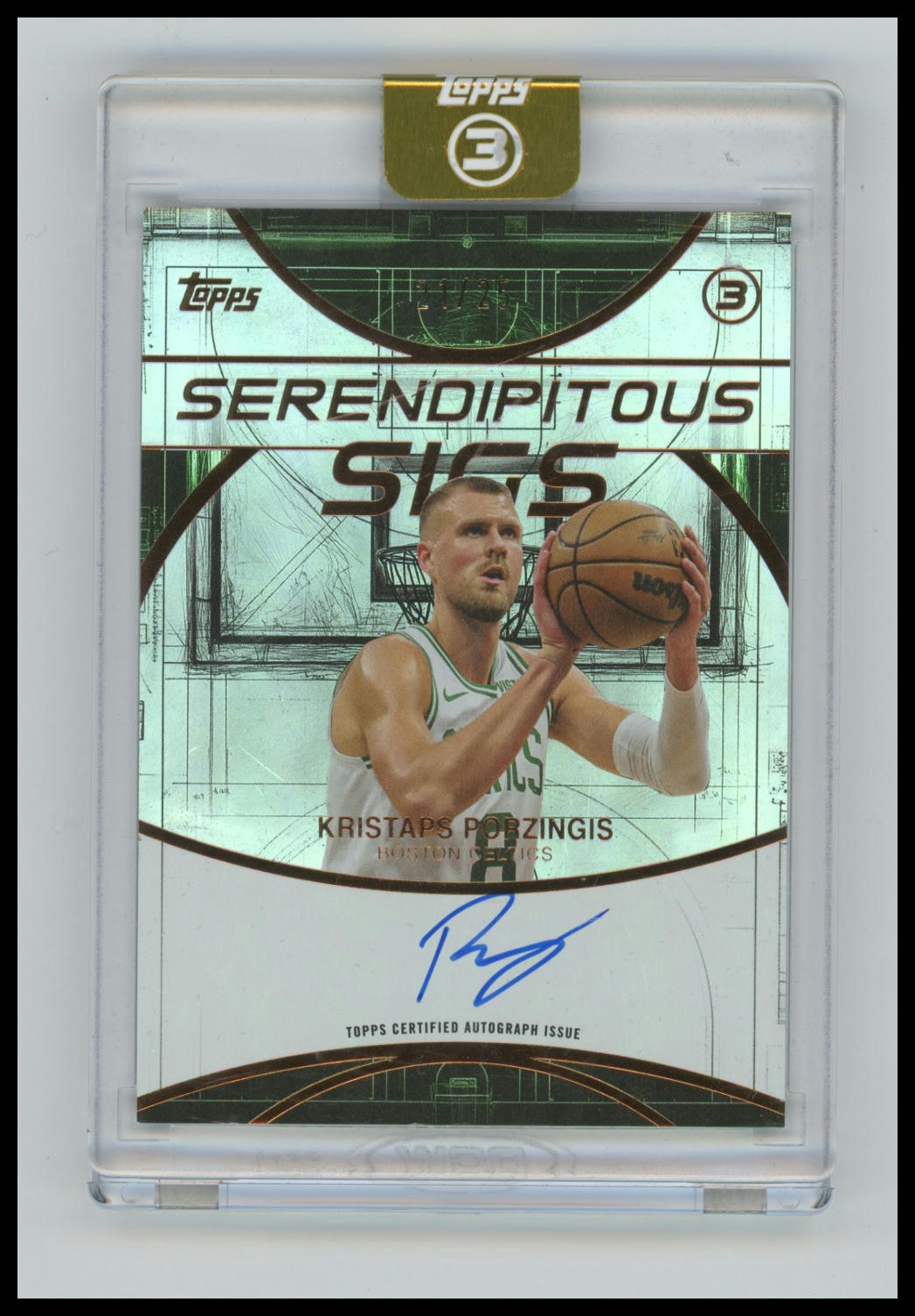 2025-26 Topps 3 Kristaps Porzingis Serendipitous Sigs Bronze #/25