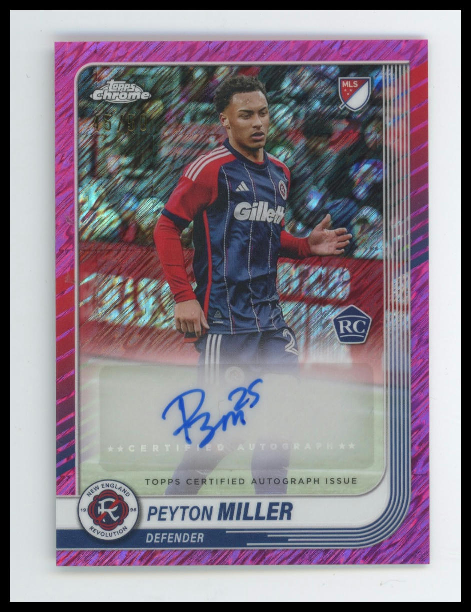 2025 Topps Chrome MLS Peyton Miller Chrome Auto Pink Shimmer Refractor #/50