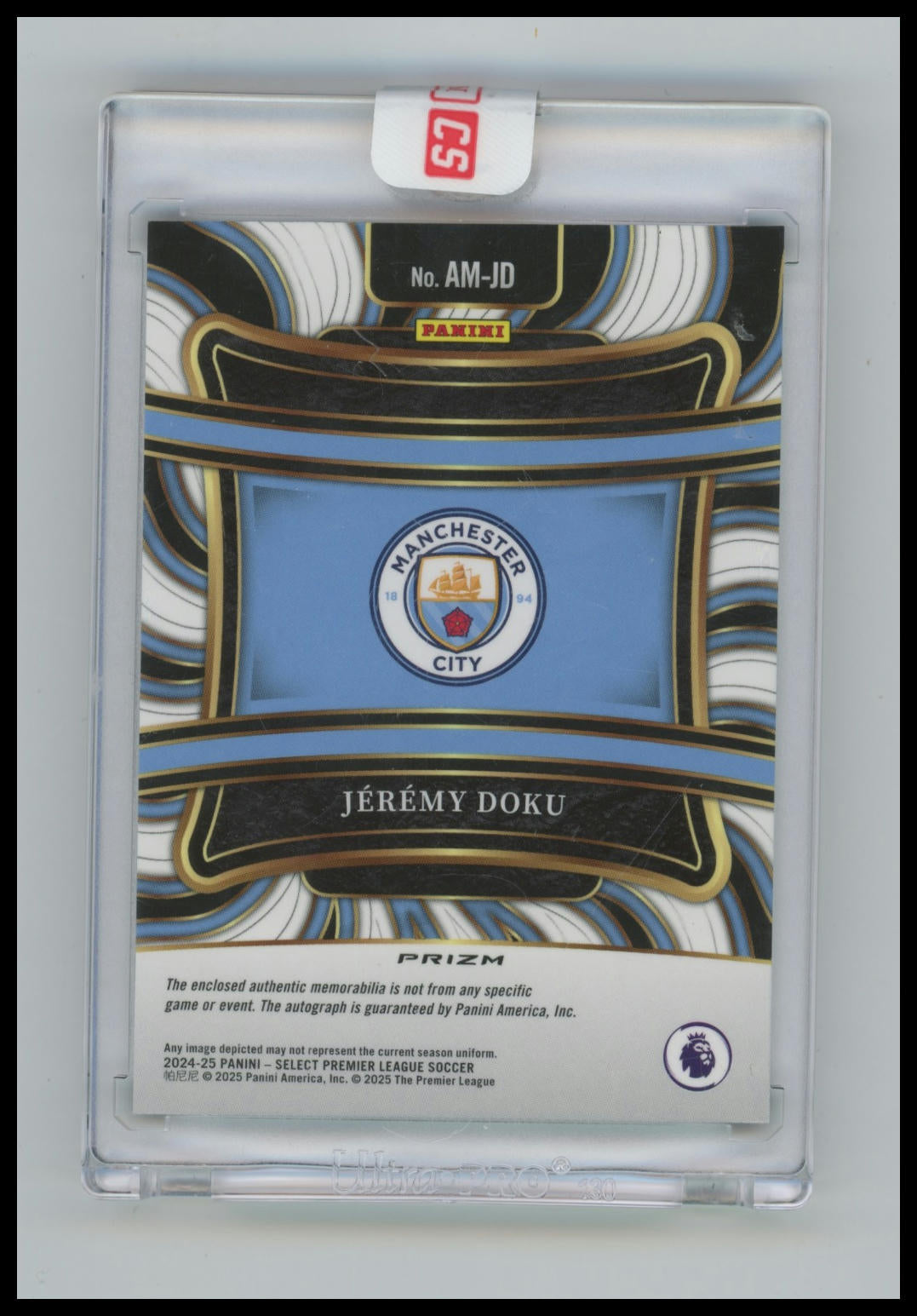 2024-25 Panini Select Premier League Jeremy Doku Autographed Memorabilia Peacock