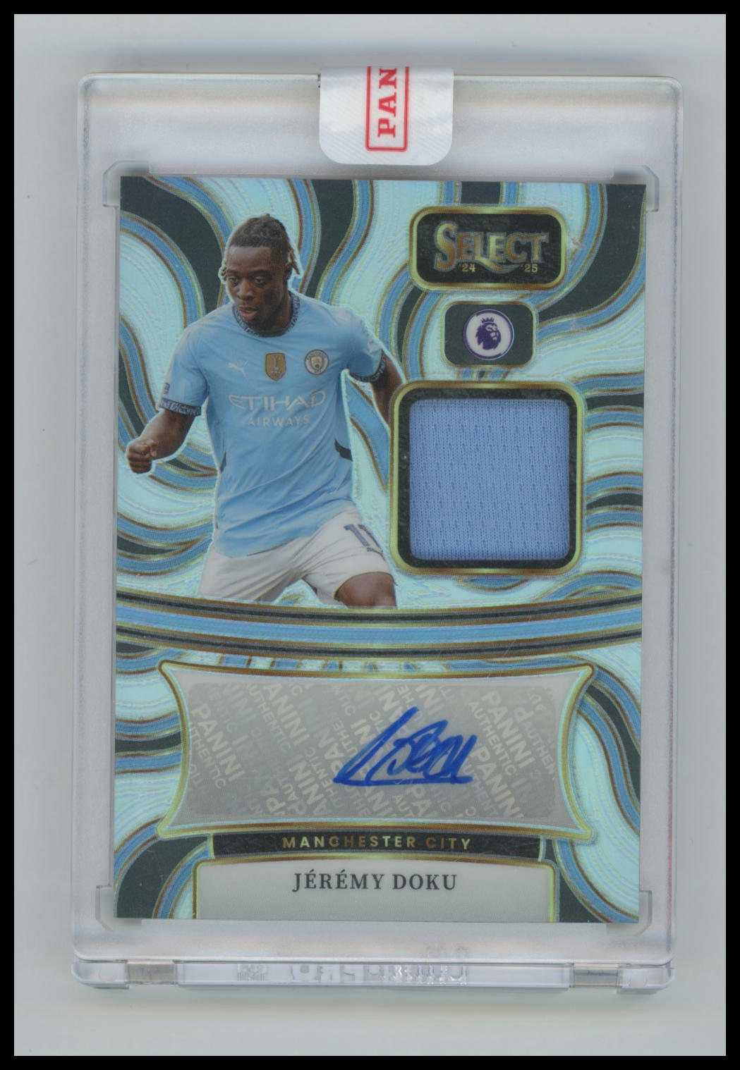 2024-25 Panini Select Premier League Jeremy Doku Autographed Memorabilia Peacock