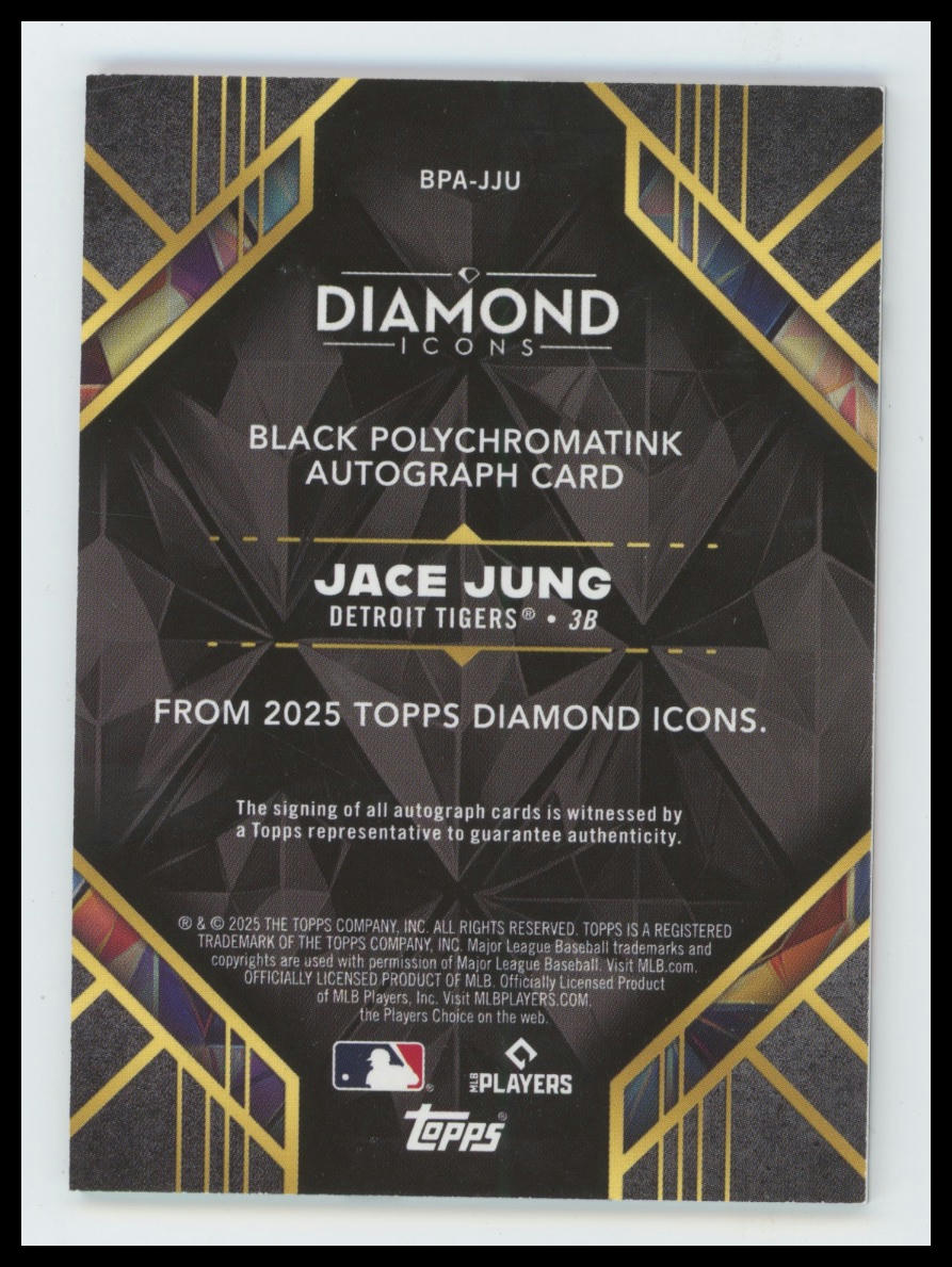 2025 Topps Diamond Icons Jace Jung Iconic Firsts Inscription Autographs Red #/5