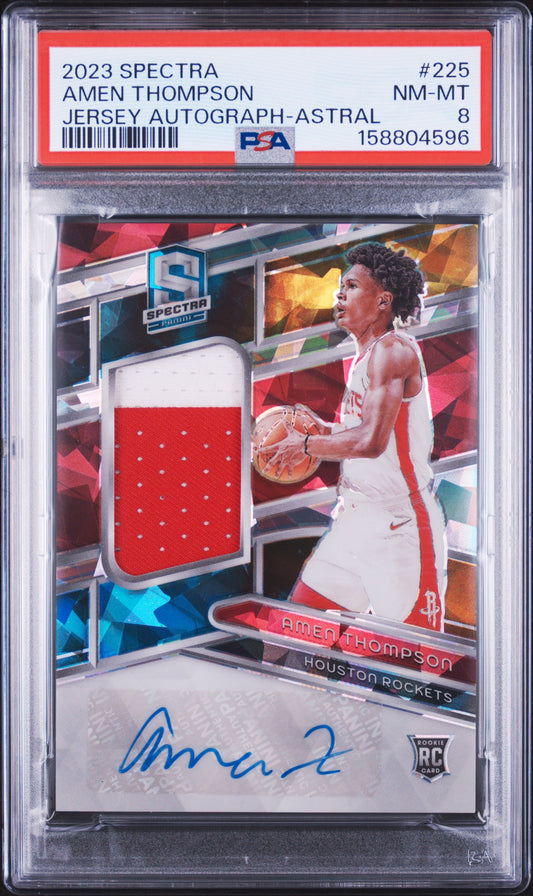2023 Panini Basketball Amen Thompson #225 Jersey Autograph English PSA 8