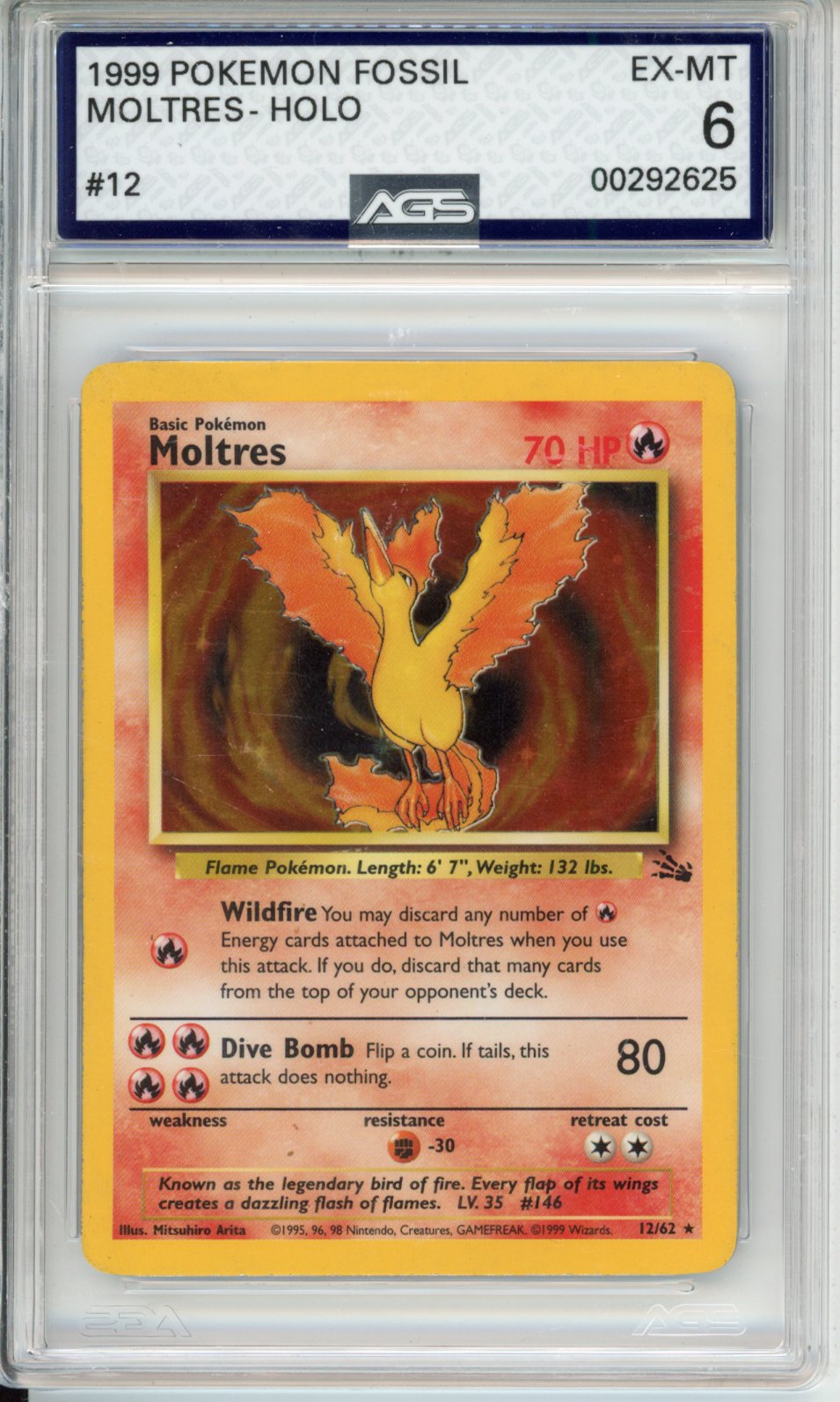 1999 Fossil Moltres #12 AGS 6