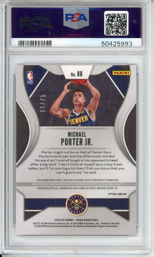 2019 Panini Prizm Michael Porter JR. #88 Fast Break Purple PSA 10