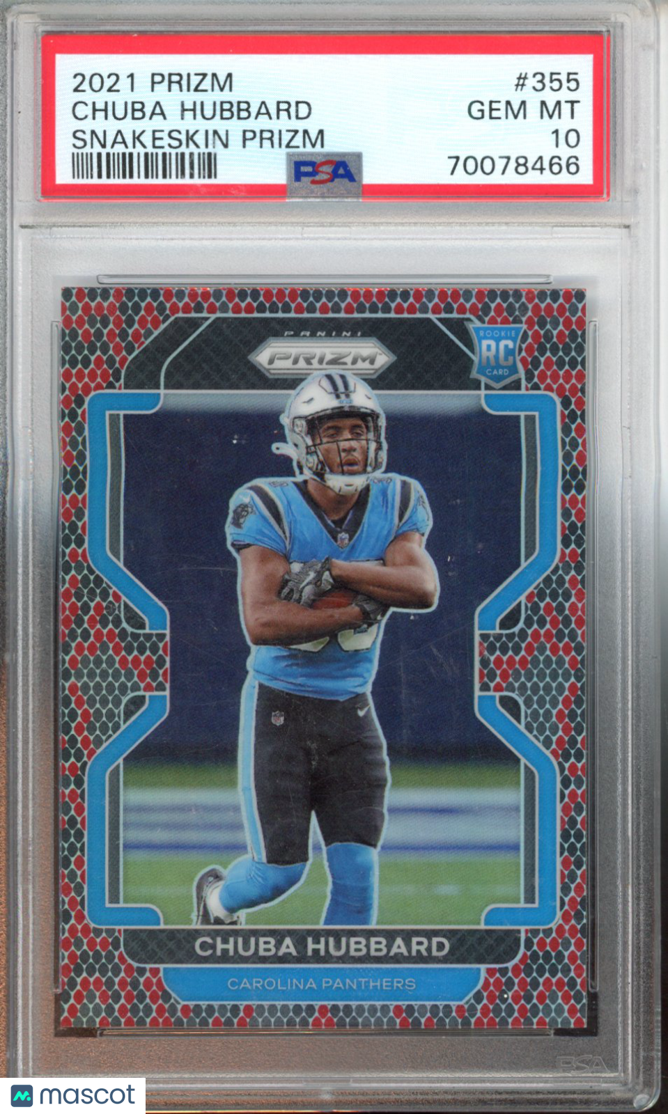 2021 Panini Prizm Chuba Hubbard #355 Snakeskin PSA 10