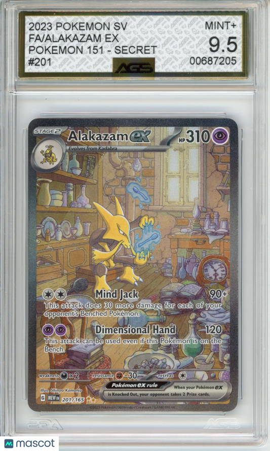 2023 Pokemon 151 Alakazam ex #201 Unlimited AGS 9.5