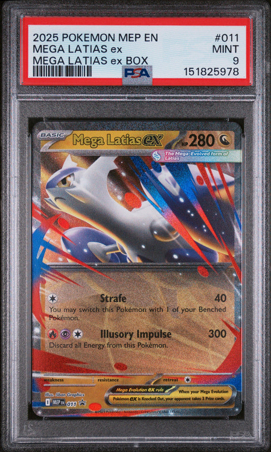 2025 Pokemon Mep EN-Me Black Star Promo Mega Latias EX Mega Latias EX Box 011 PSA 9