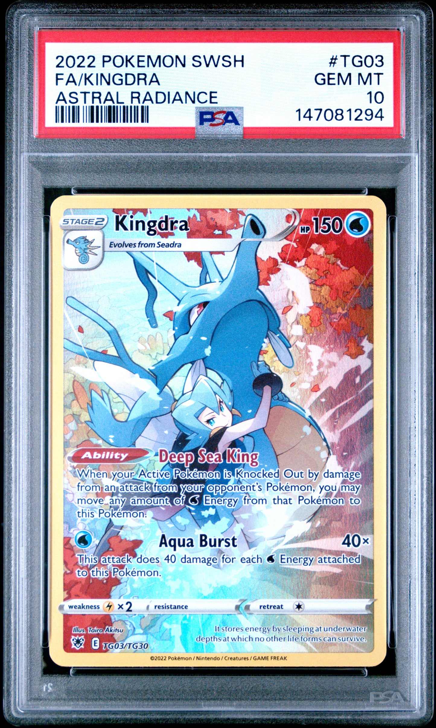 2022 SWORD & SHIELD ASTRAL RADIANCE FA/KINGDRA #TG03 ASTRAL RADIANCE English PSA 10