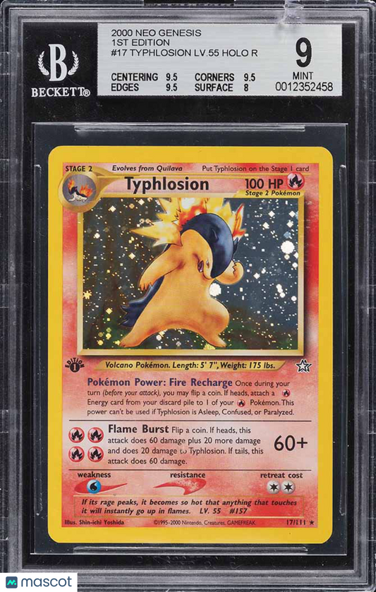 2000 Pokemon Neo Genesis Typhlosion #17/111 1st Edition BGS 9