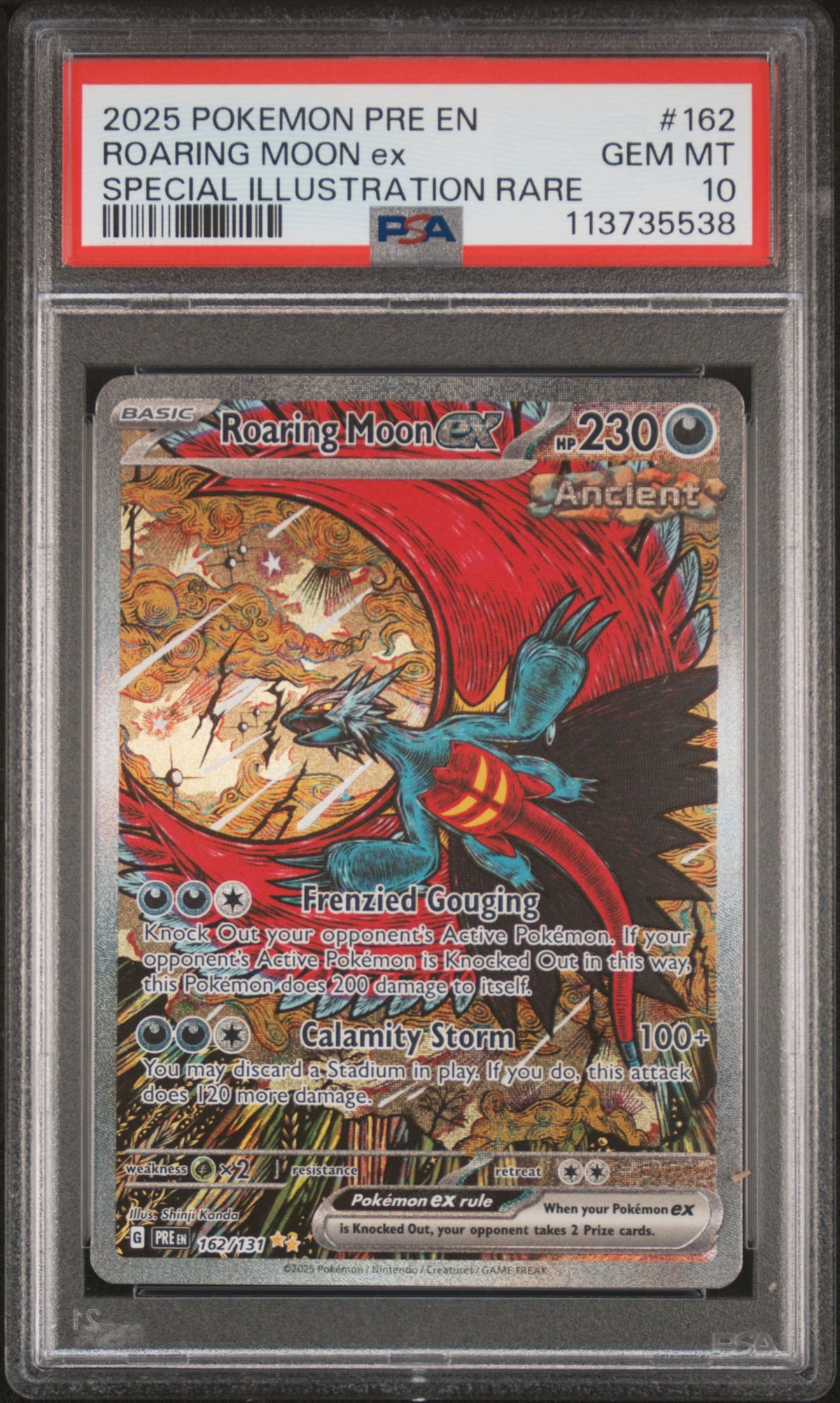 2025 Prismatic Evolutions Roaring Moon EX #162 Base English PSA 10