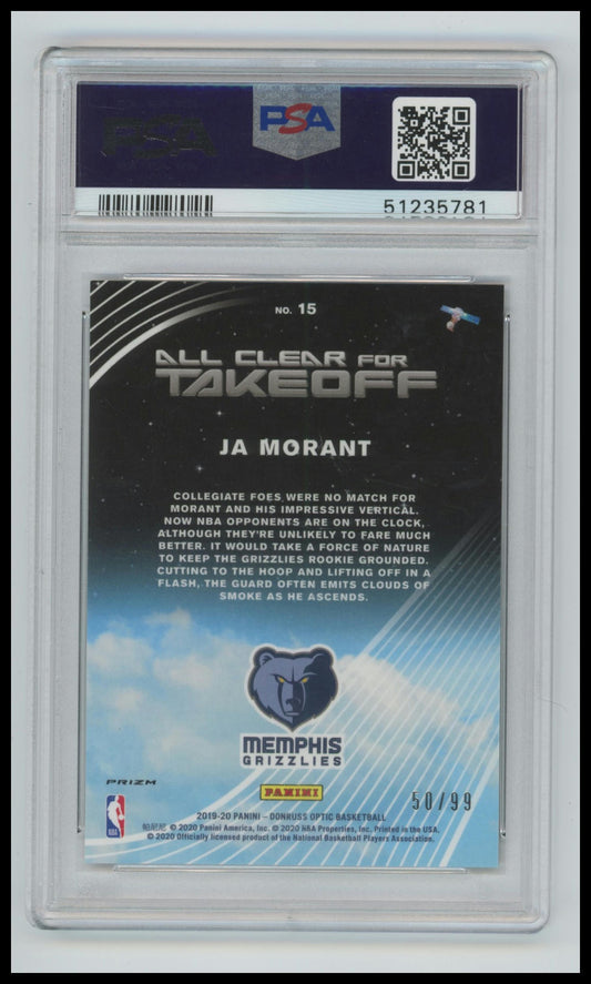 2019 Panini Donruss Optic All Clear For Takeoff Ja Morant #15 Red PSA 9
