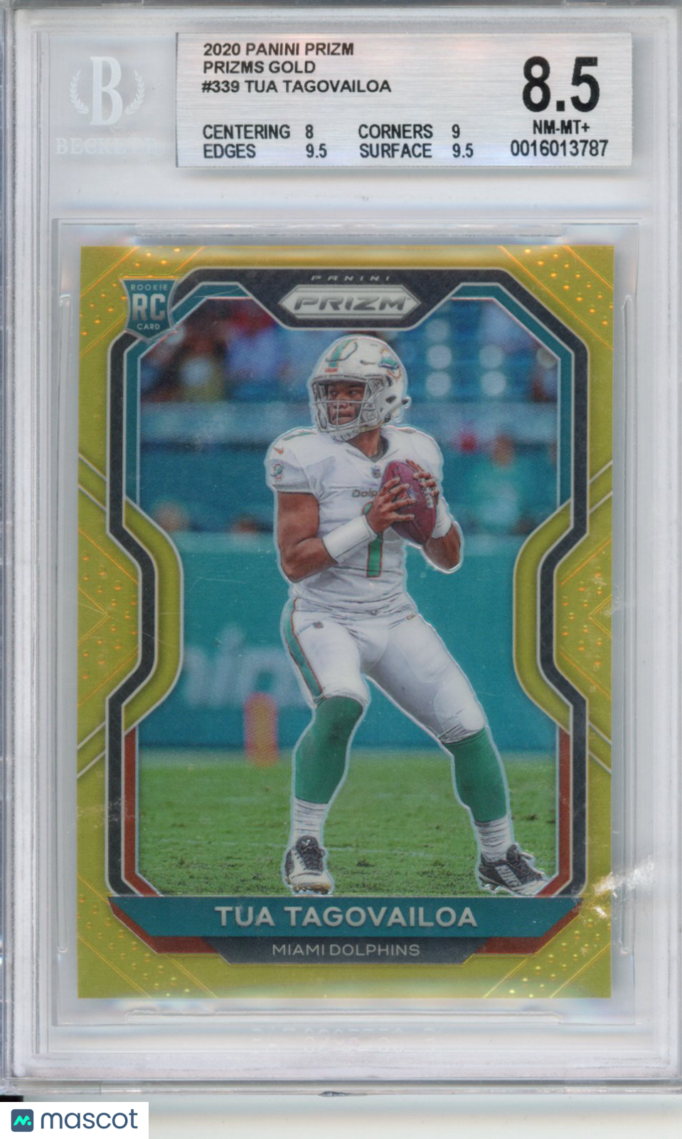 2020 Panini Prizm Tua Tagovailoa #339 Gold /10 BGS 8.5