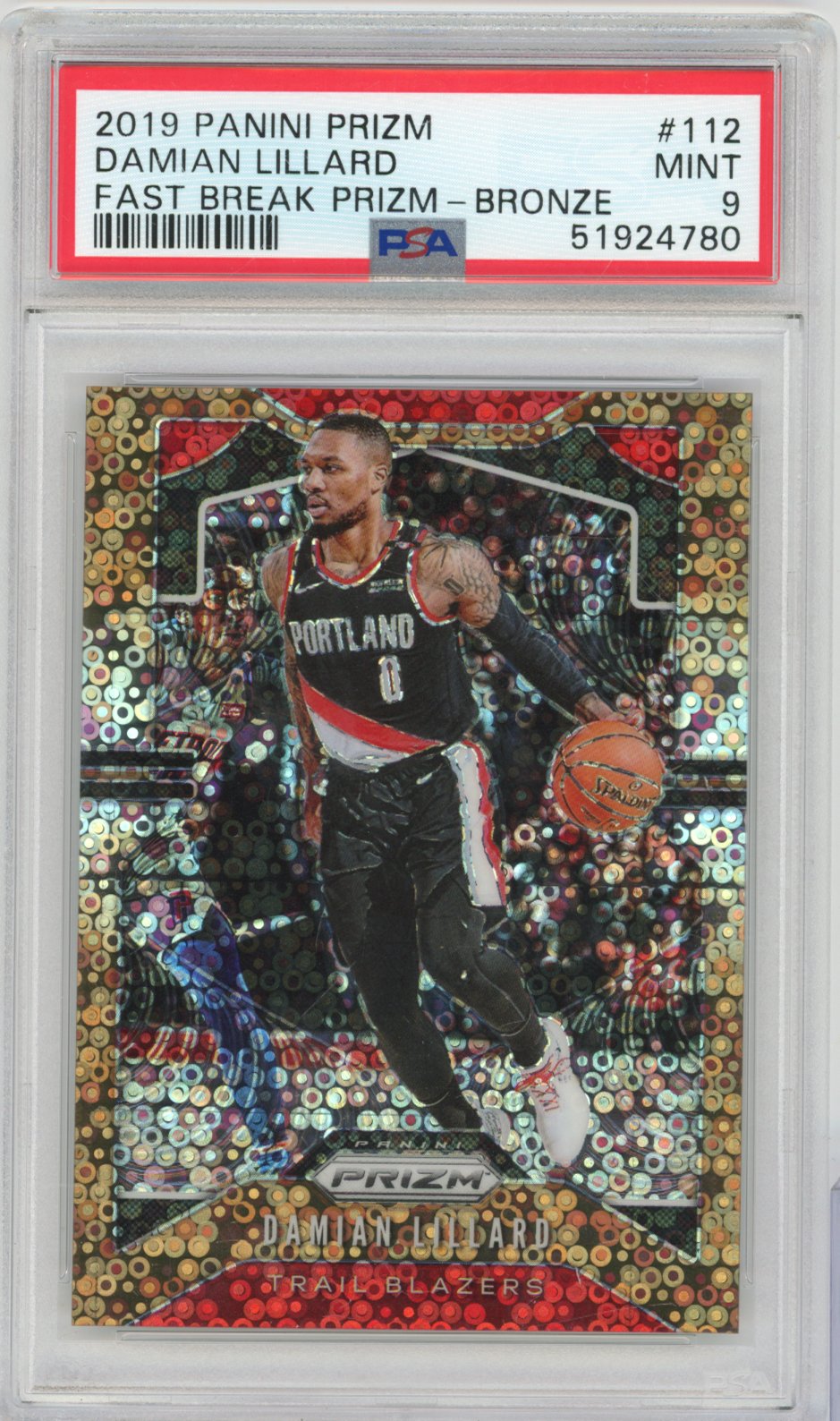 2019 Panini Prizm Basketball Damian Lillard #112 Fast Break Bronze English PSA 9