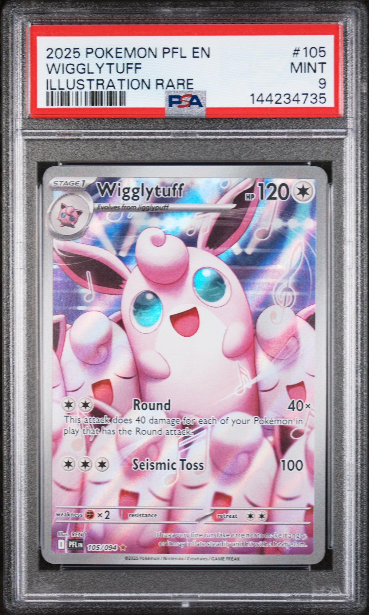 2025 ME02: Phantasmal Flames WIGGLYTUFF #105 ILLUSTRATION RARE English PSA 9