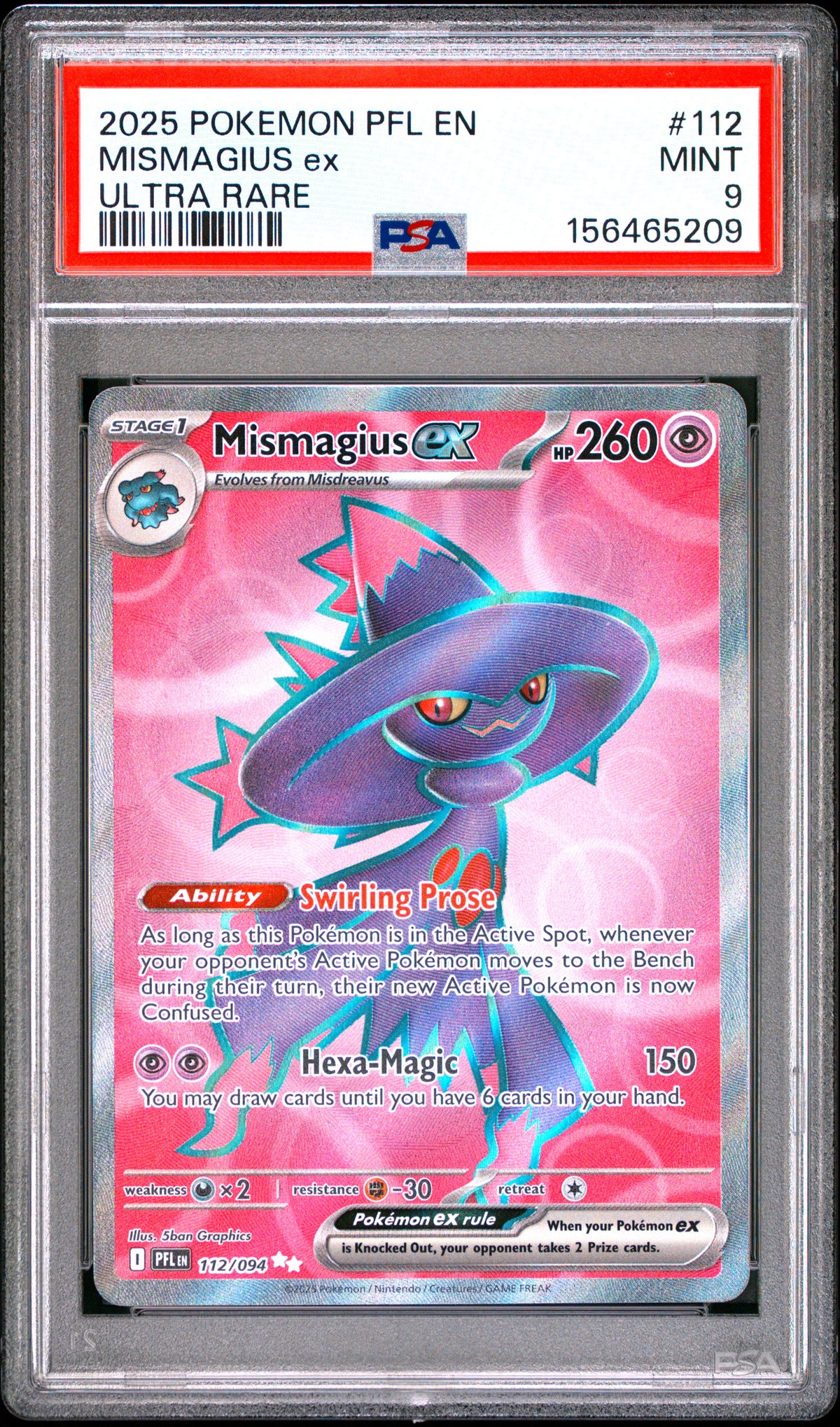 2025 ME02: Phantasmal Flames MISMAGIUS ex #112 ULTRA RARE English PSA 9