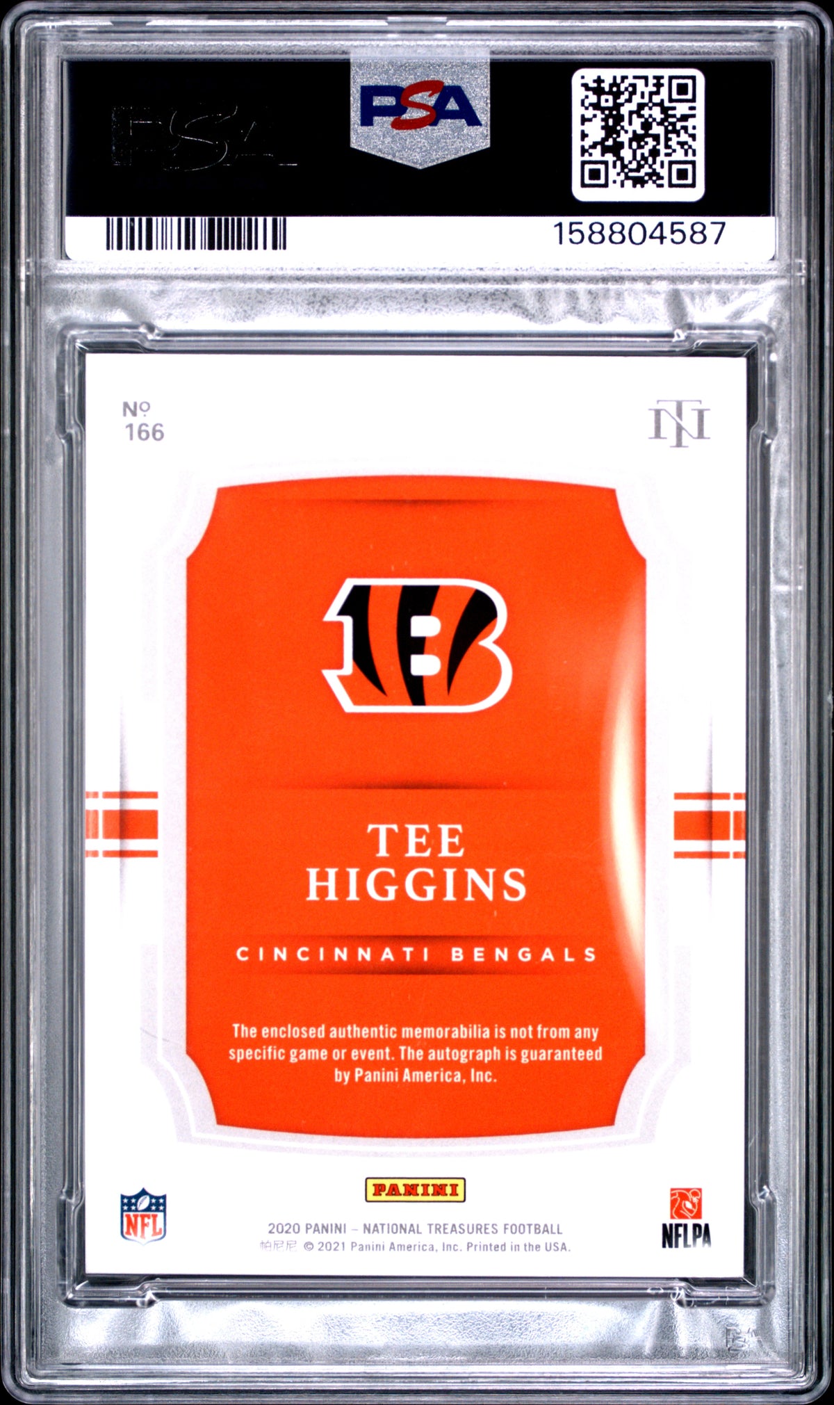 2020 unknown Panini National Treasures Tee Higgins Patch Autograph-Holo Silver 166 English PSA 6