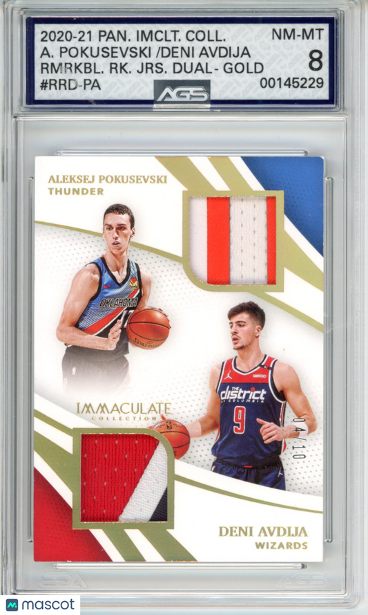 2020-21 Immaculate ALEKSEJ POKUSEVSKI / DENI AVDIJA  Remarkable Rookies AGS 8