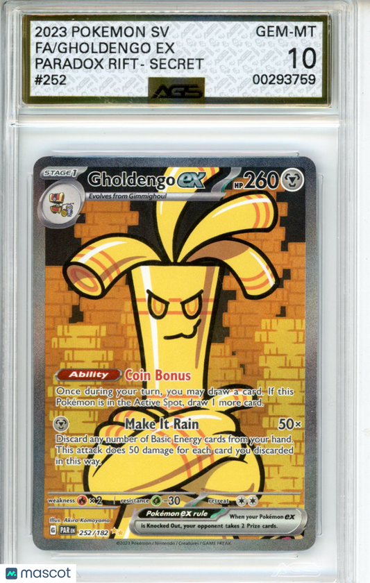 2023 Pokemon Paradox Rift Gholdengo ex #252 AGS 10