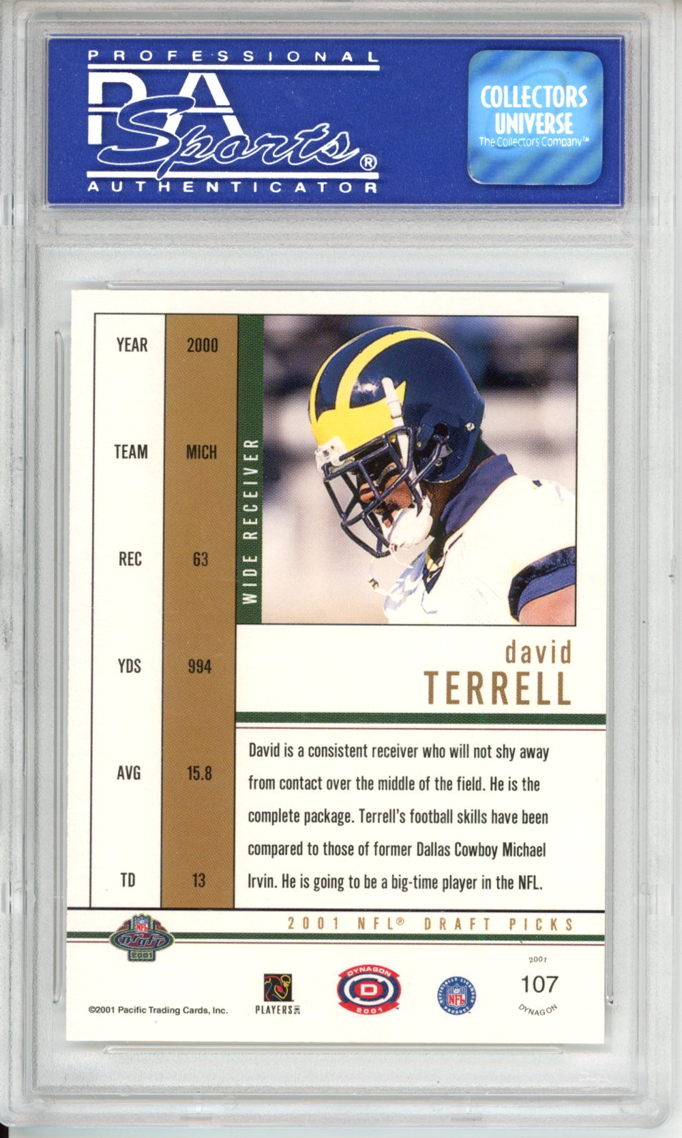 2001 Pacific Dynagon David Terrell #107 PSA 10