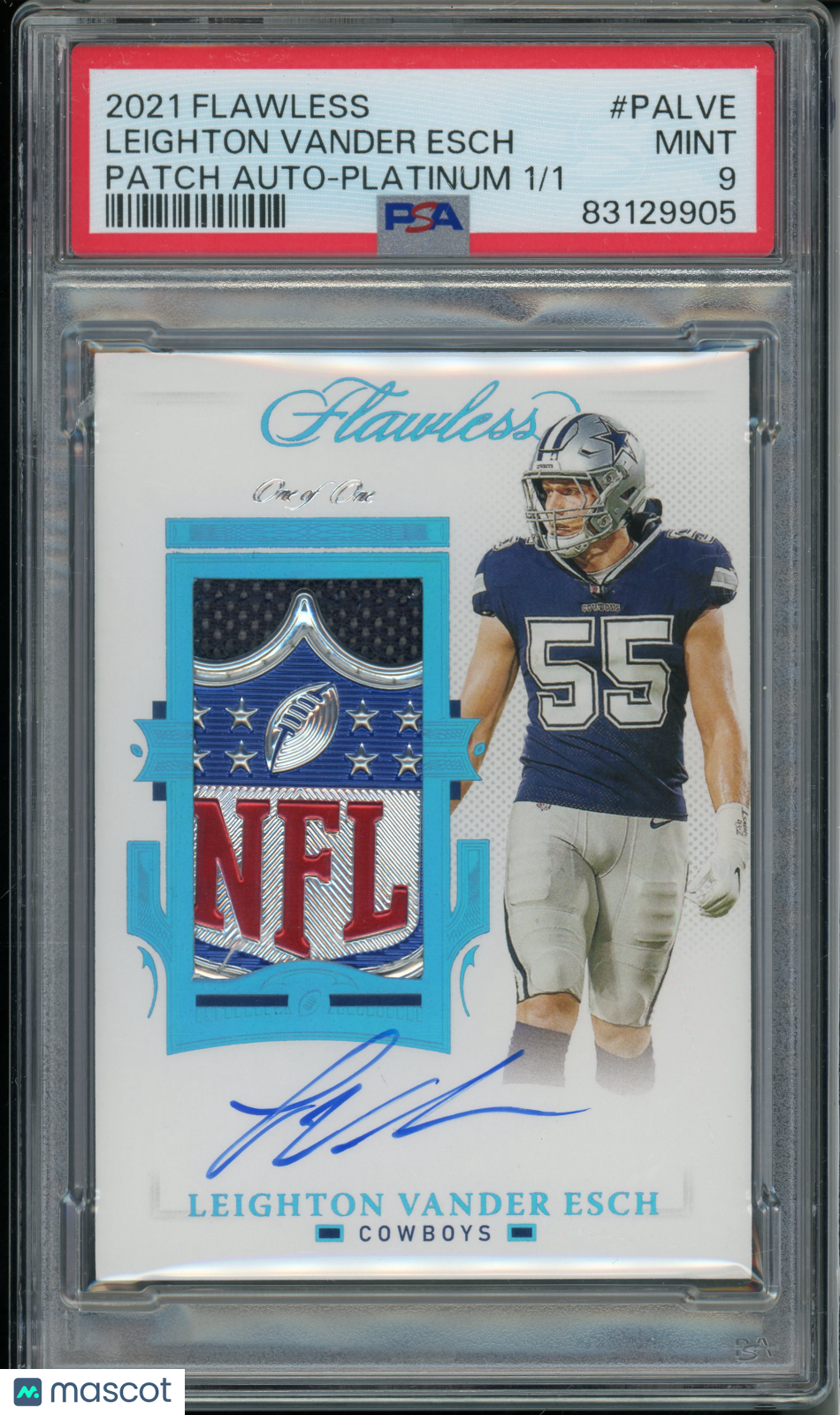 2021 Flawless Leighton Vander Esch #PALVE Patch Auto Platinum 1/1 PSA 9