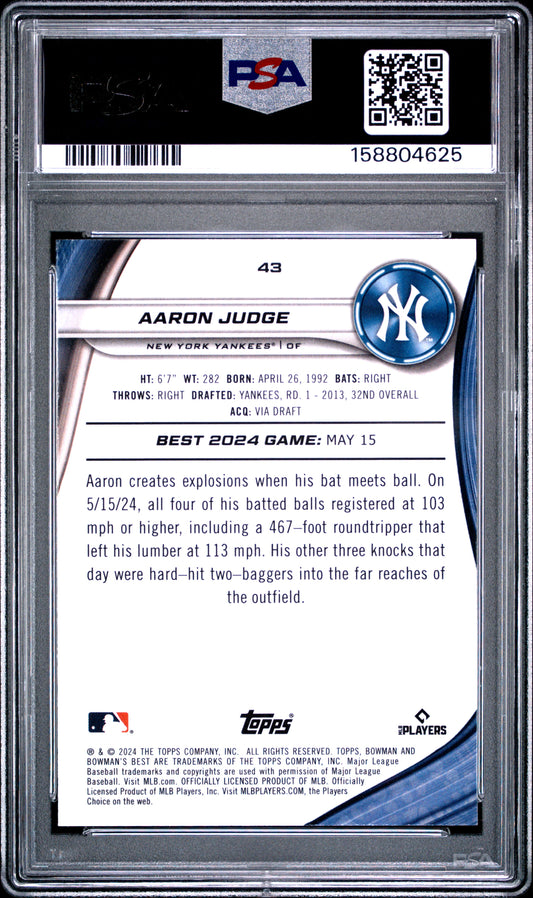 2024 Bowman Bowman's Best Baseball Aaron Judge #43 Blue English PSA 10