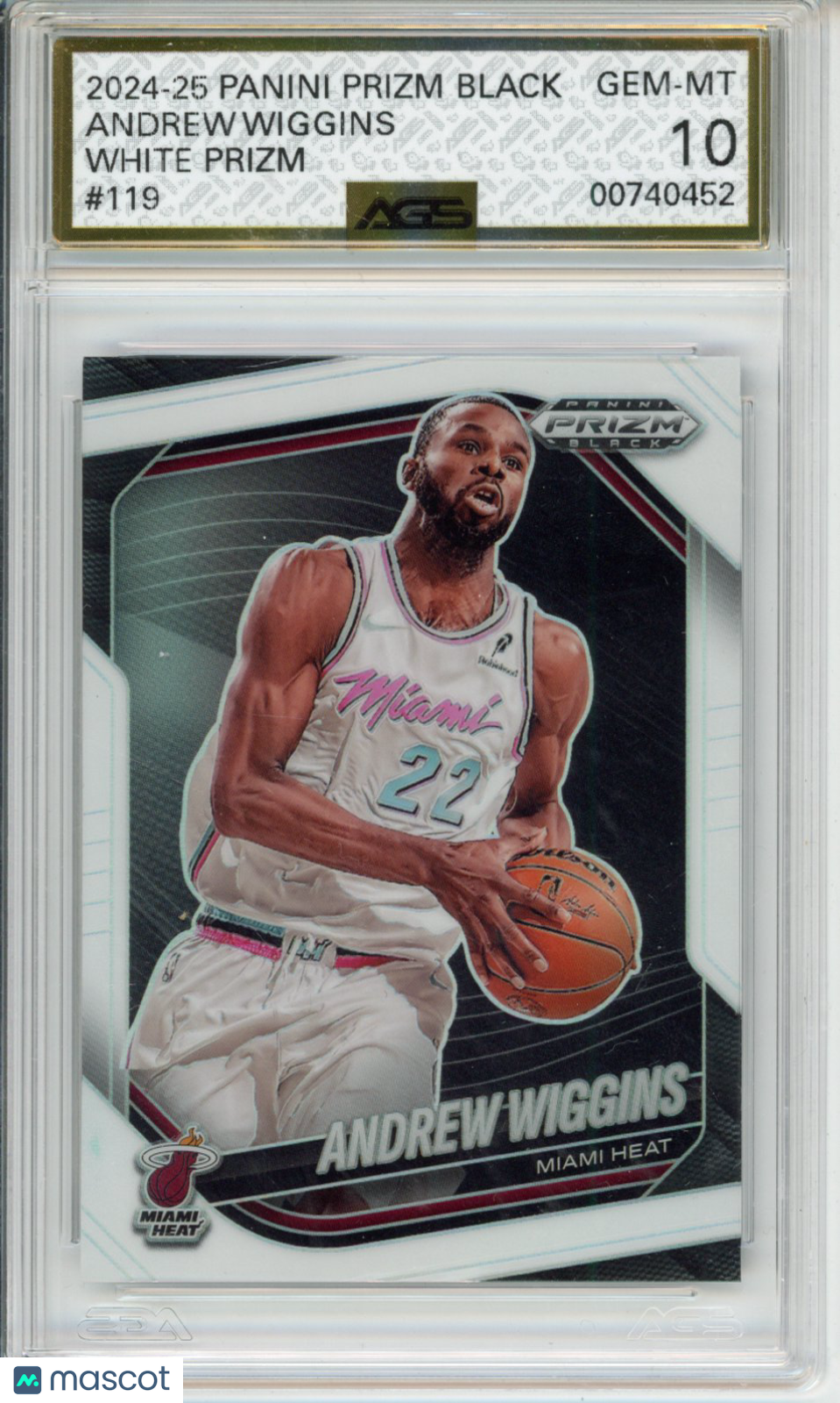Basketball 2024-25 PANINI PRIZM BLACK ANDREW WIGGINS #119 WHITE PRIZM AGS 10
