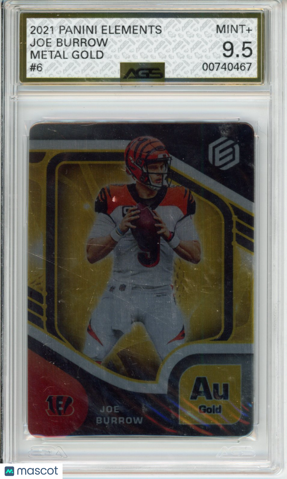 panini 2021 elements Joe Burrow #6 metal gold AGS 9.5