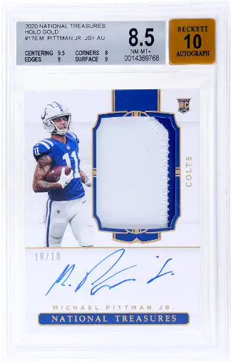 2020 National Treasures Michael Pittman Jr. Rookie Patch Auto Gold BGS 8.5 RPA
