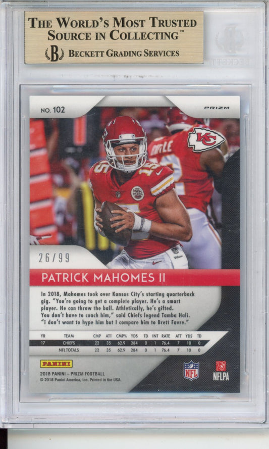 2018 Panini Prizm Patrick Mahomes II #102 BGS 9.5