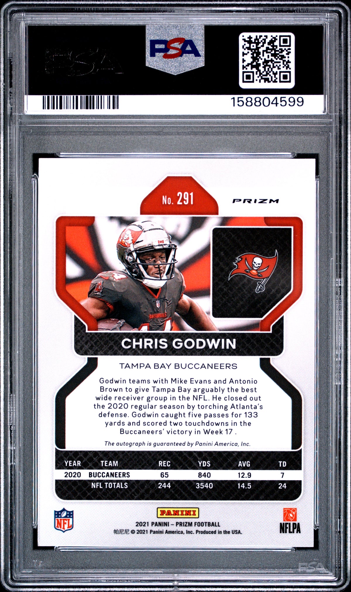 2021 Panini Prizm Chris Godwin Autograph 291 English PSA 7