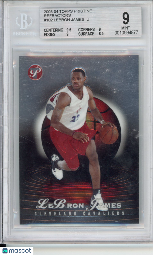 2003 Topps Pristine Refractors LeBron James U #102 /999 BGS 9