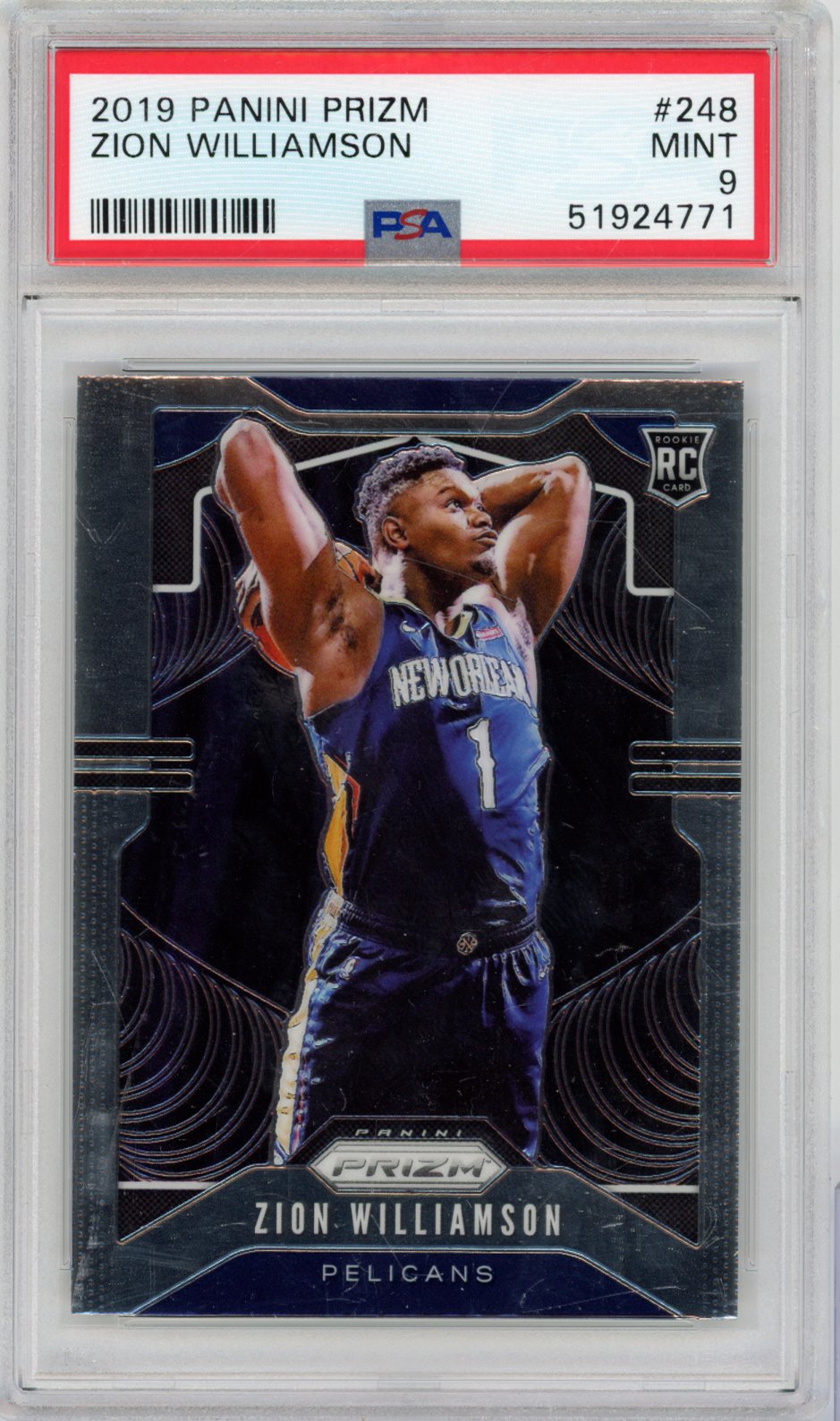 2019 Panini Prizm Basketball Zion Williamson #248 Zion Williamson Prizm English PSA 9