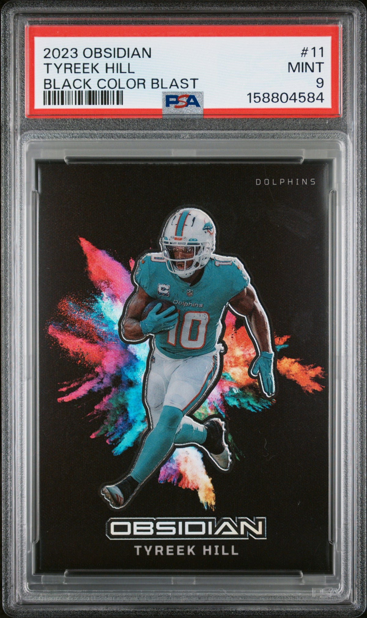 2023 Panini Obsidian Football Tyreek Hill #11 Obsidian Black Color Blast English PSA 9