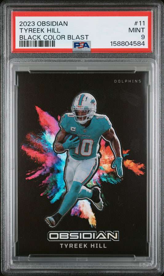 2023 Panini Obsidian Football Tyreek Hill #11 Obsidian Black Color Blast English PSA 9