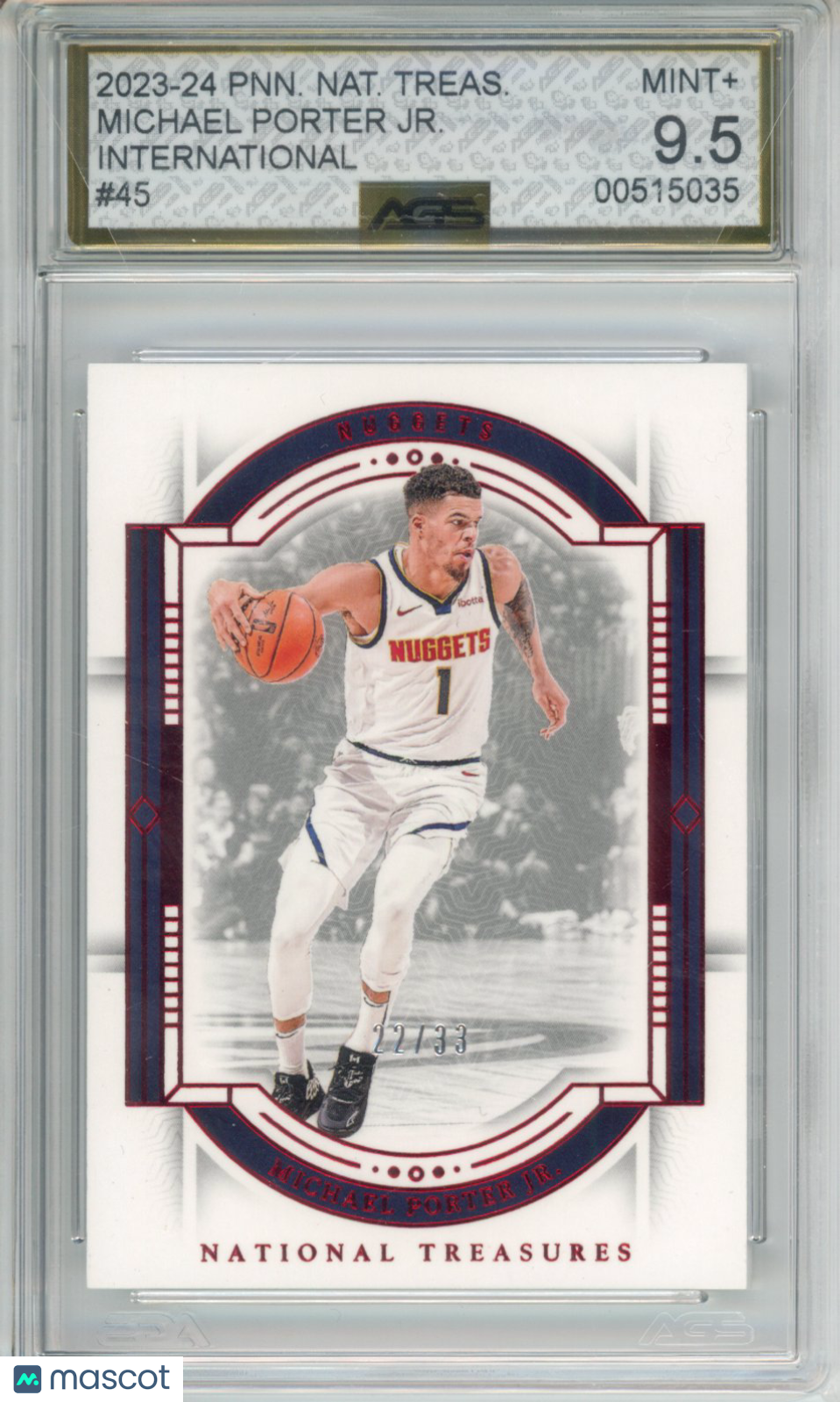 2023-24 Panini National Treasures MICHAEL PORTER JR. #045 AGS 9.5