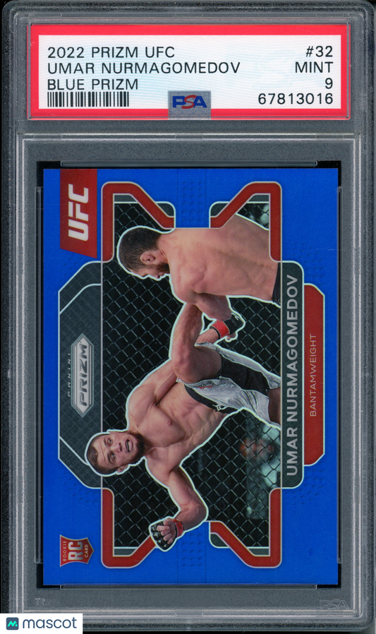 2022 Panini Prizm UFC Umar Nurmagomedov #32 Blue Prizm PSA 9