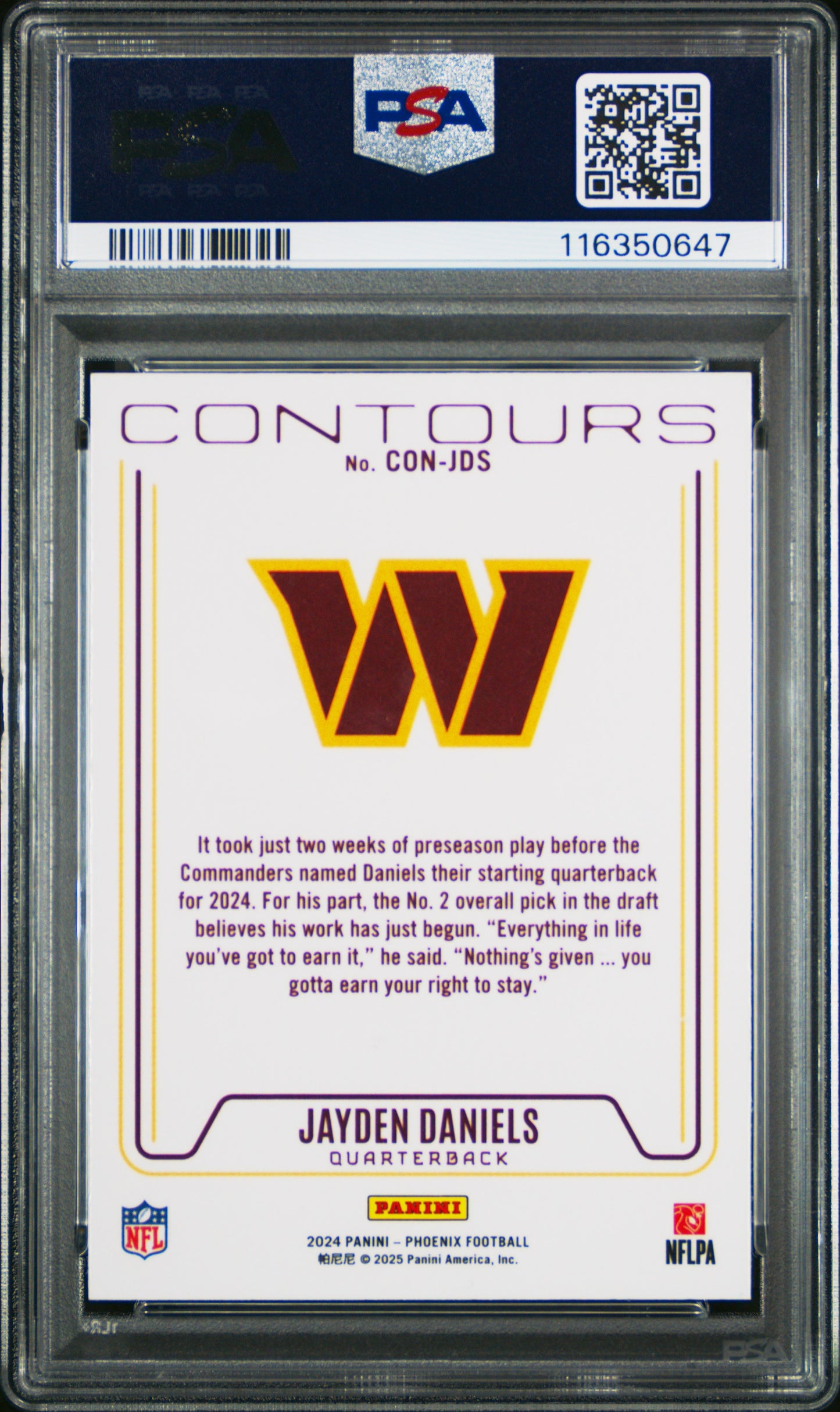 2024 Jayden Daniels Panini Phoenix Contours Football #CON-JDS Base PSA 8