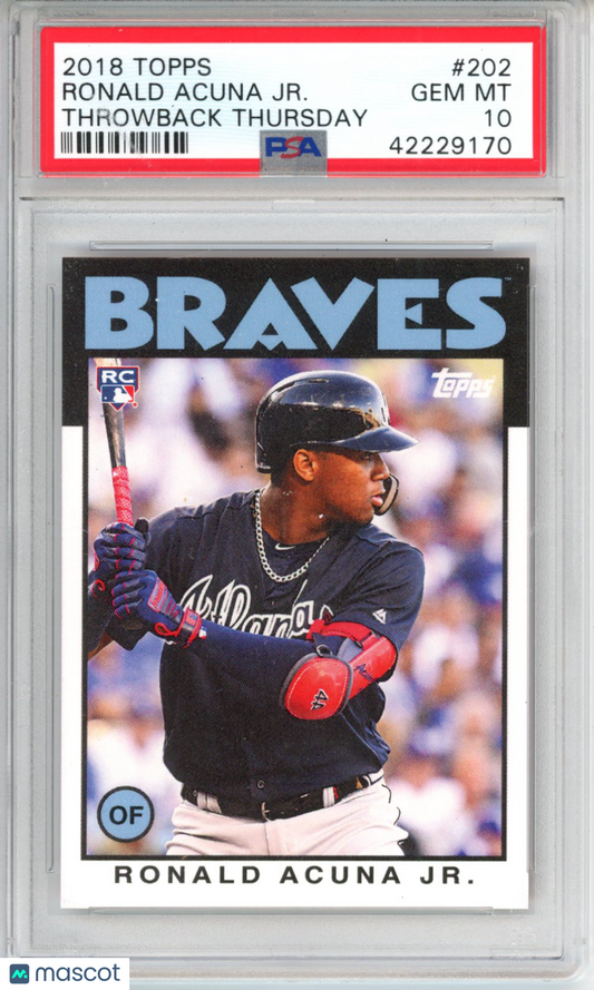 2018 Topps Throwback Thursday Ronald Acuna JR. #202 RC PSA 10